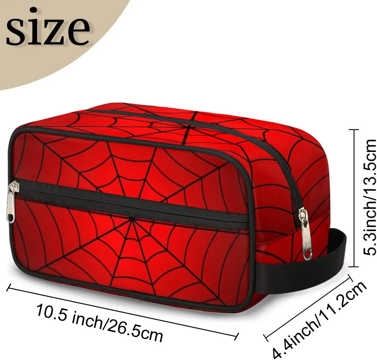 Personalized Gift Travel Makeup Bag Cosmetic Bag for Man Boy, Custom Shaving Bag Make Up Bag Organizer Toiletry Bag Christmas Birthday Gift for Boys Spider Web Red