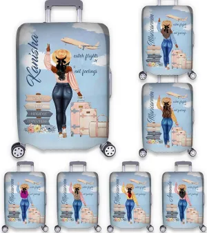 Personalized Name Catch Flights Not Feelings Luggage Cover Travel Luggage Cover Protector Travel Bag Covers Travel Bag Covers Gift for Traveling Lovers Travel Girl Luggage Cover 5
