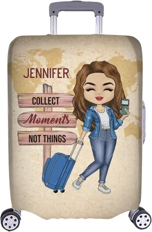 Personalized Name Collect Moment Not Things Luggage Cover Protector Travel Bag Covers Love Travel Gift Travel Bag Covers Gift for Traveling Lovers 96, Type 10