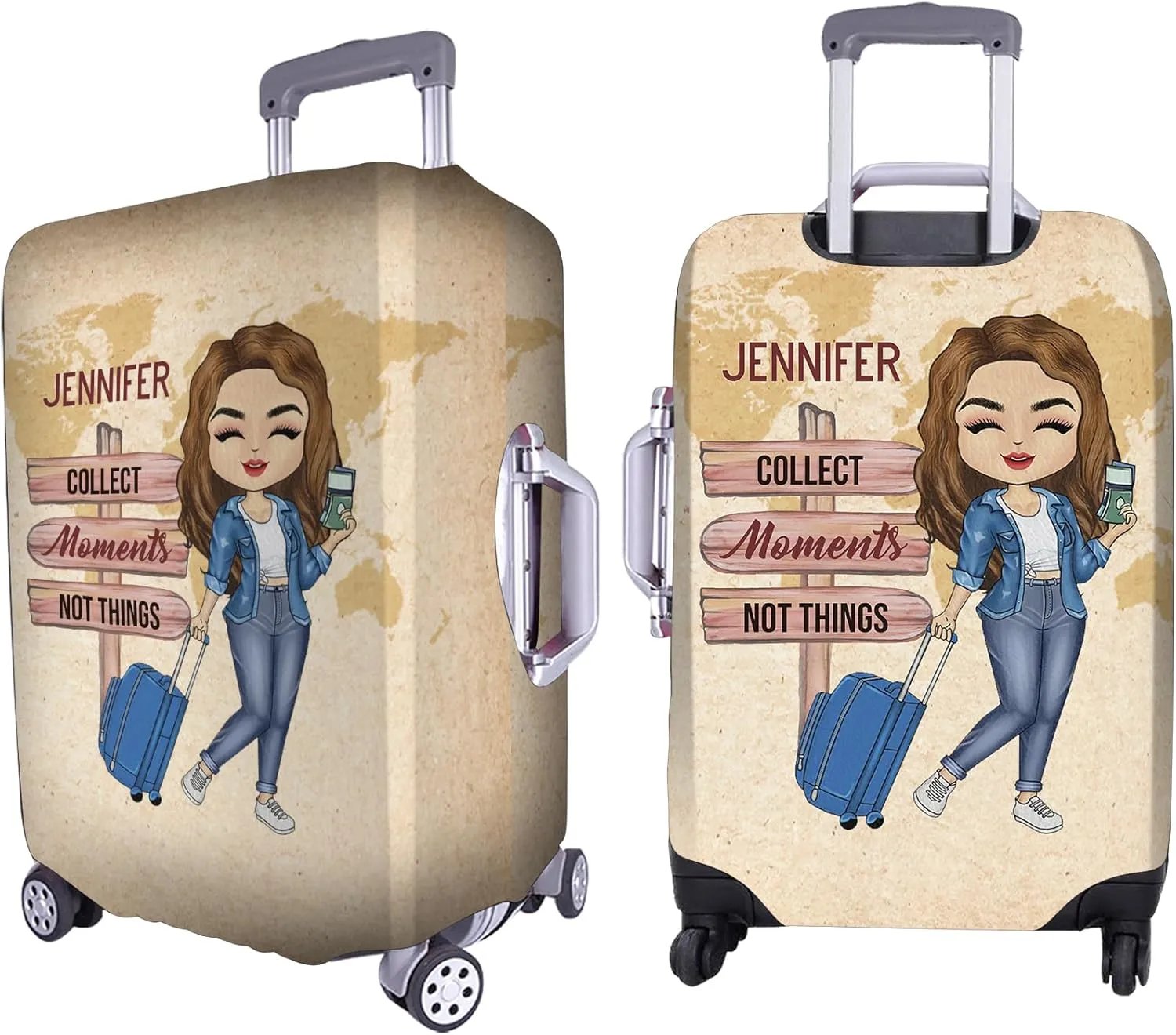 Personalized Name Collect Moment Not Things Luggage Cover Protector Travel Bag Covers Love Travel Gift Travel Bag Covers Gift for Traveling Lovers 96, Type 10
