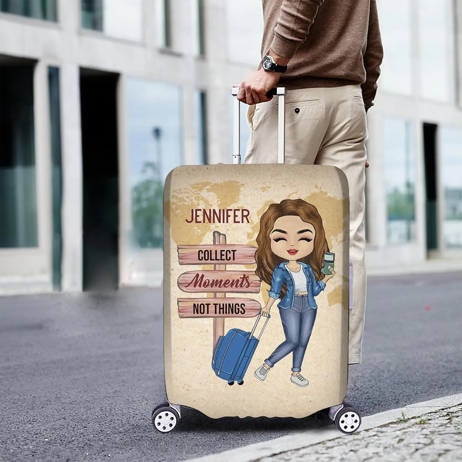 Personalized Name Collect Moment Not Things Luggage Cover Protector Travel Bag Covers Love Travel Gift Travel Bag Covers Gift for Traveling Lovers 96, Type 10