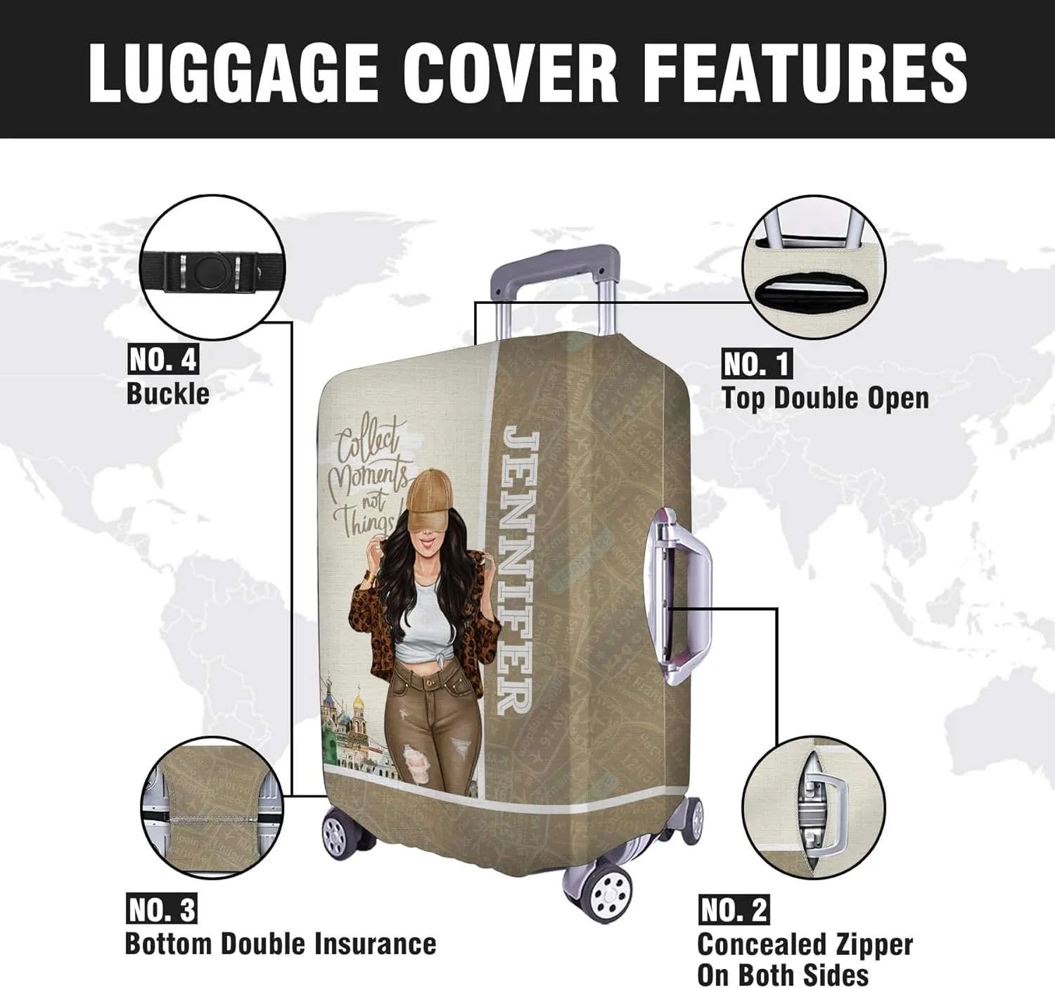 Personalized Name Just a Girl Who Loves Traveling Luggage Cover Protector Travel Bag Covers Travel Bag Covers Gift for Traveling Lovers (Type 14)