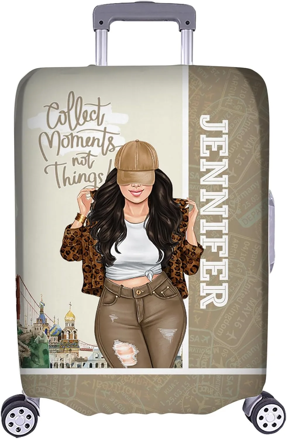 Personalized Name Just a Girl Who Loves Traveling Luggage Cover Protector Travel Bag Covers Travel Bag Covers Gift for Traveling Lovers (Type 14)
