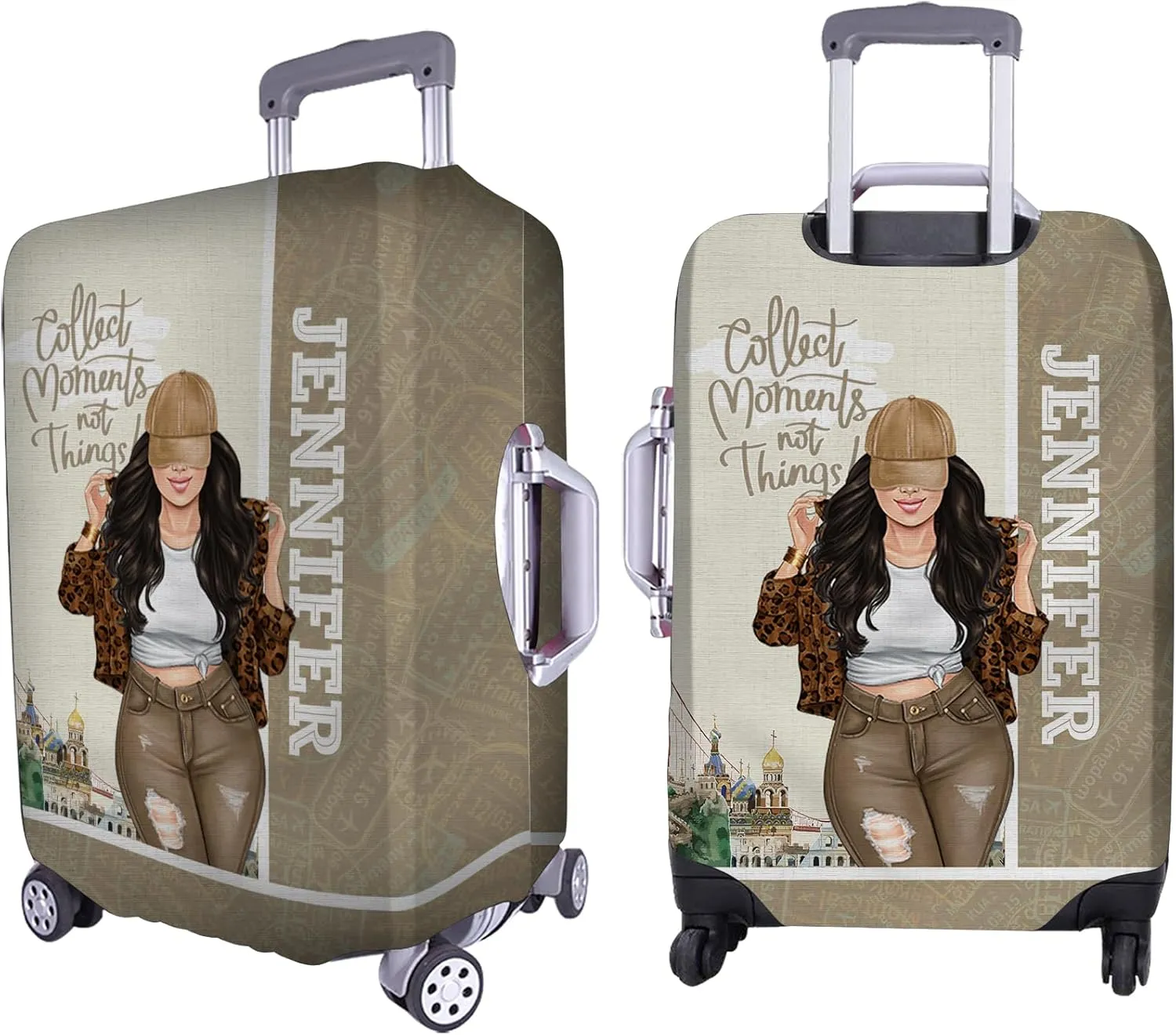 Personalized Name Just a Girl Who Loves Traveling Luggage Cover Protector Travel Bag Covers Travel Bag Covers Gift for Traveling Lovers (Type 14)