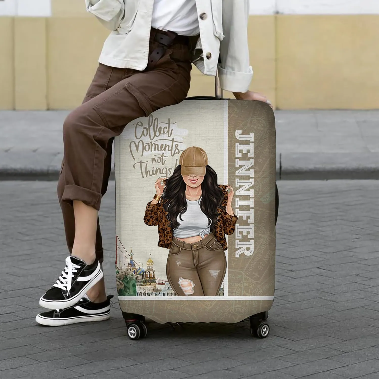 Personalized Name Just a Girl Who Loves Traveling Luggage Cover Protector Travel Bag Covers Travel Bag Covers Gift for Traveling Lovers (Type 14)