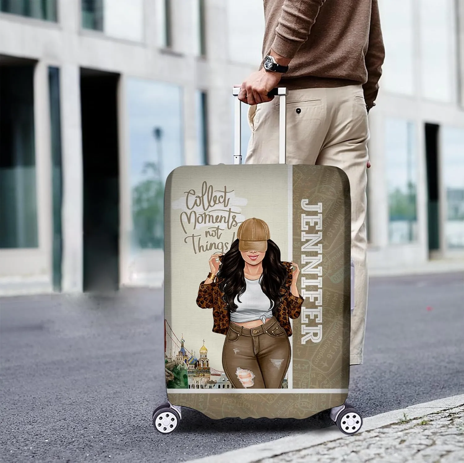 Personalized Name Just a Girl Who Loves Traveling Luggage Cover Protector Travel Bag Covers Travel Bag Covers Gift for Traveling Lovers (Type 14)