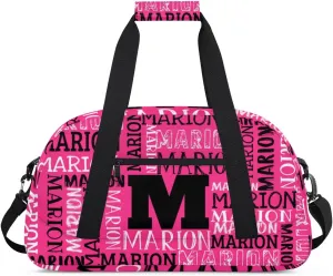Personalized Sport Gym Bag Duffel Bag for Boys Girls, Custom Name Dance Bag Weekender Bags Travel Duffel Bag Tote Bag for Kids Pink White Black