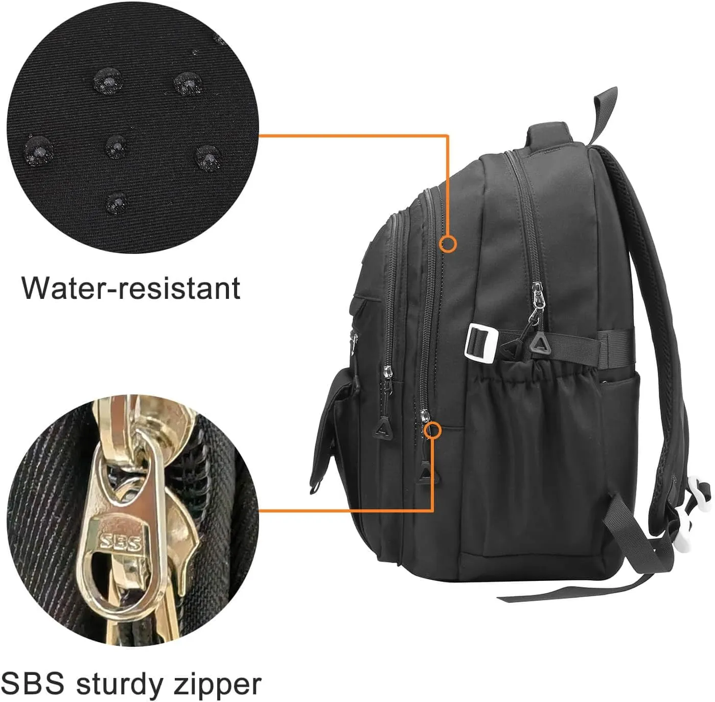 Phaoullzon Teen Girls School Backpack for Boys, College Aesthetic Laptop Bookbag for Women,Black