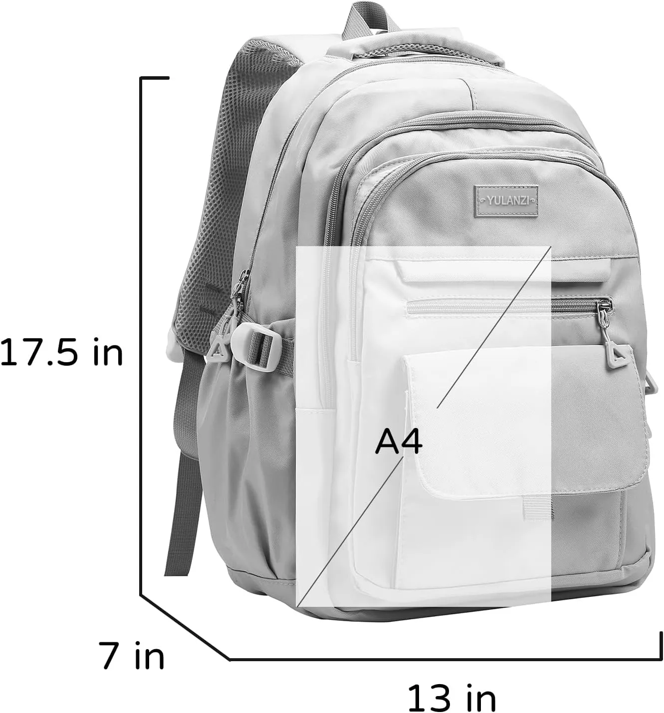 Phaoullzon Teen Girls School Backpack for Boys, College Aesthetic Laptop Bookbag for Women,Grey
