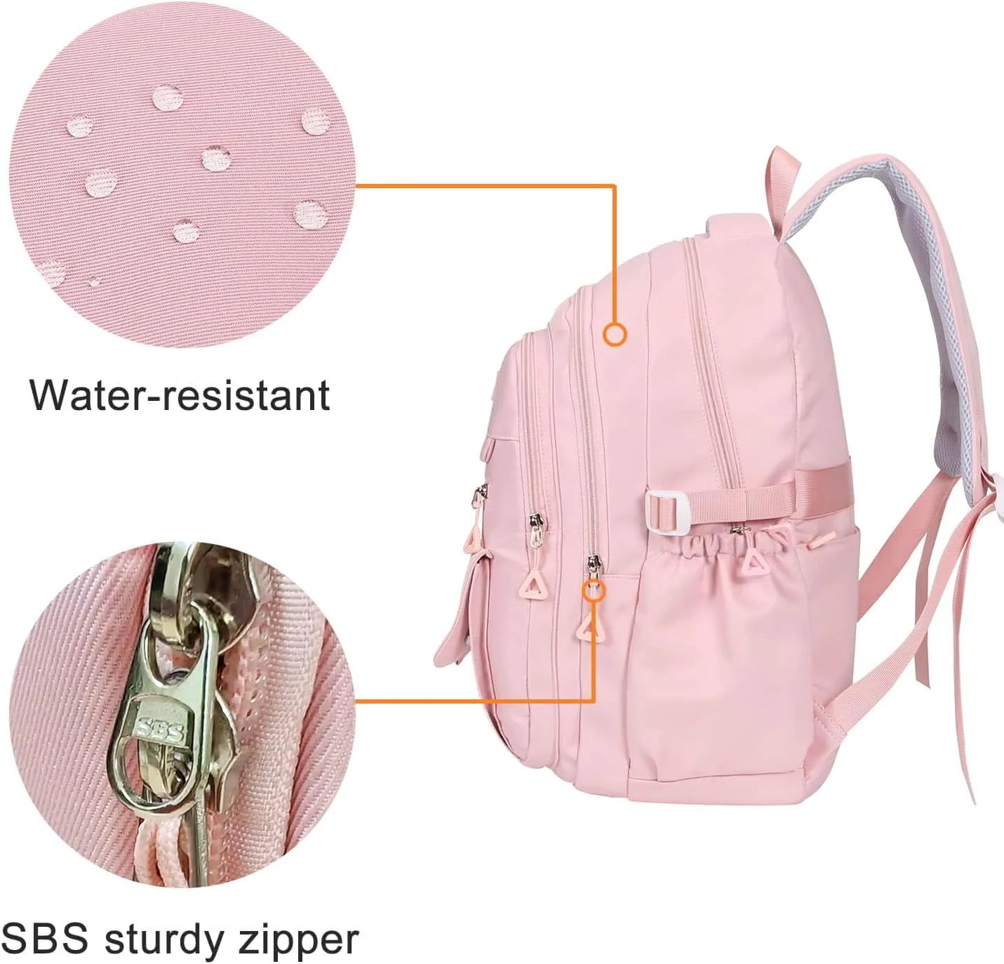 Phaoullzon Teen Girls School Backpack for Boys, College Aesthetic Laptop Bookbag for Women,Pink