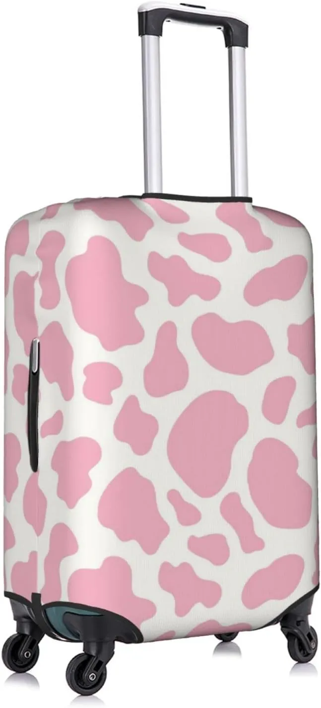 Pink Cow Print Cowhide Cowgirl Travel Luggage Cover Fits 18-21 Inch, Abrasion Resistant, 4 Double Spinner Wheels