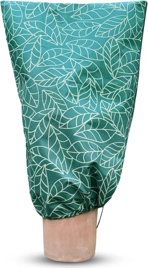 Plant Covers Freeze Protection 32"x47" in 2 Pack | Green Winter Frost Blankets for Outdoor Plants | Reusable Garden Cover Bags with Zipper Drawstring | Cold Weather Shrub Protection Cloth