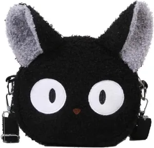 Plushie Crossbody Bag Japanese Kawaii Cat Shoulder Purse Stuffed Handbag Fluffy Lamb Like Black Shoulder Bags