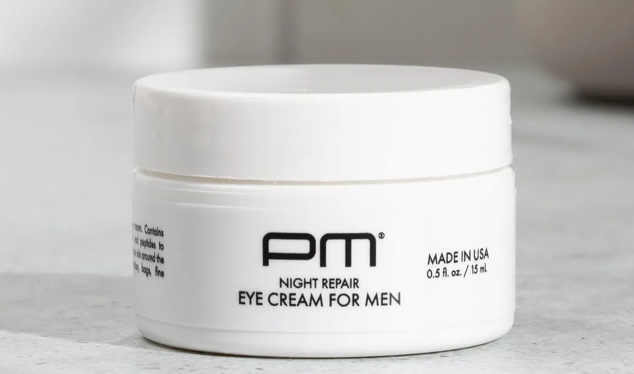 PM ProperMale Under Eye Night Repair Eye Cream For Men, with Matrixyl, MSM, & Peptides, Reduces Dark Circles, Puffiness, Under Eye Bags, Wrinkles, Unscented, 0.5 oz