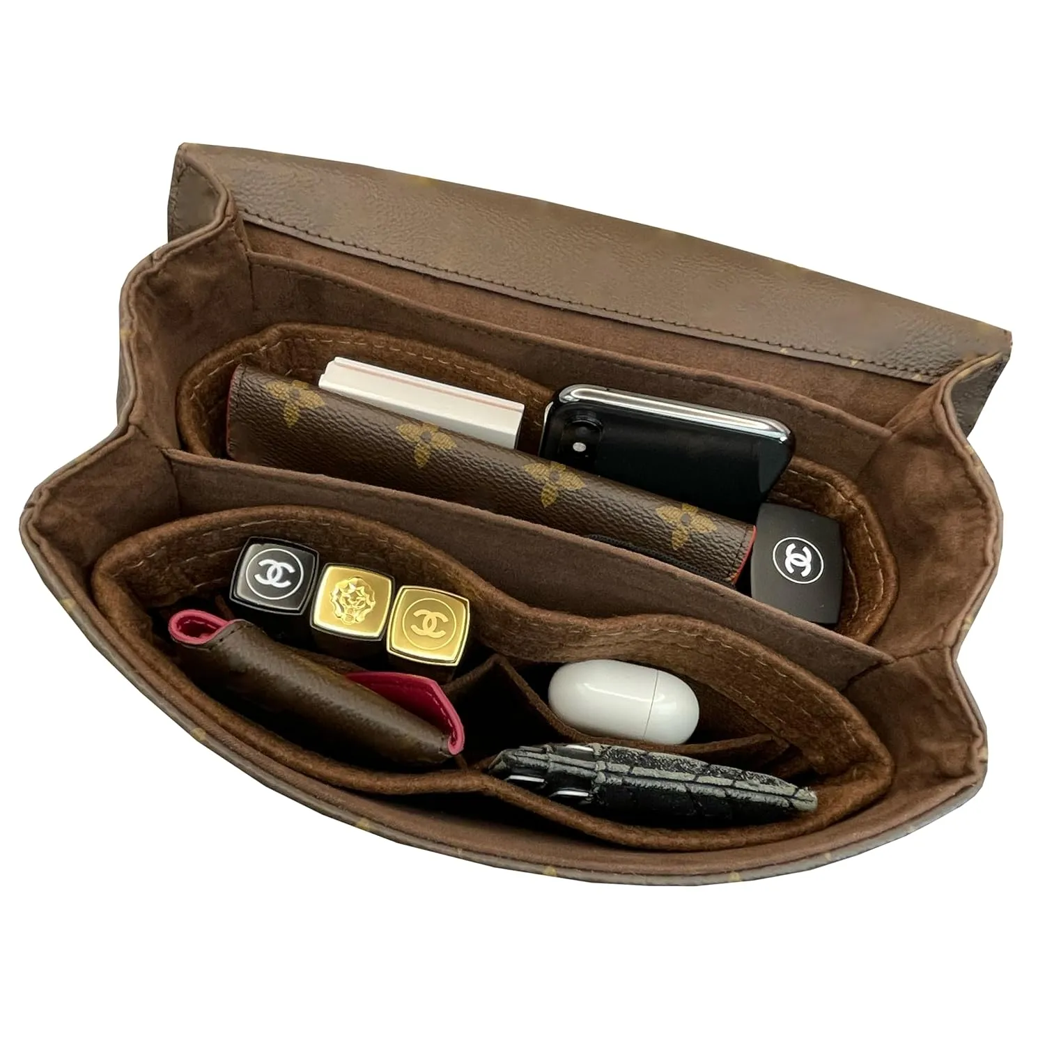 Pochette Metis Bag Organizer Insert, Lv Pochette Metis East West Organizer, Handmade 2mm Premium Wool Felt Snug Sturdy (For Pochette Metis, Sienna)