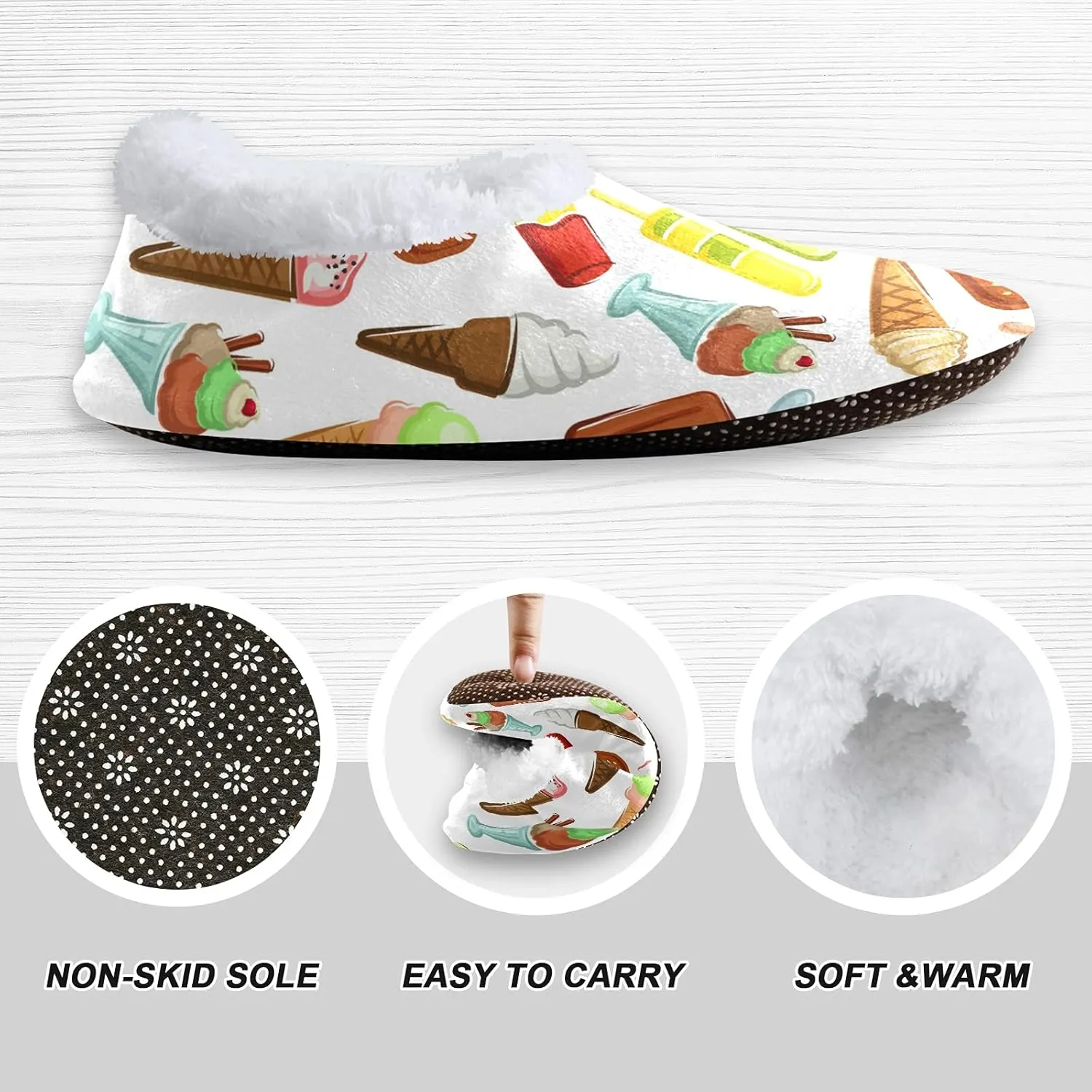 Poeticcity Unisex Fuzzy House Slippers, Warm Fur Lining Shoes, Non-Slip Memory Foam Slippers M-XXL