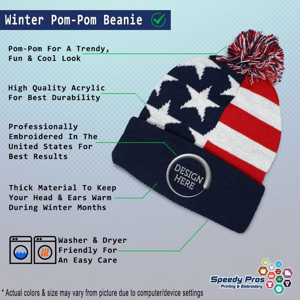 Pom Pom Beanies for Women Paris Travel Eiffel Tower Embroidery Skull Cap Winter Hats for Men Acrylic 1 Size