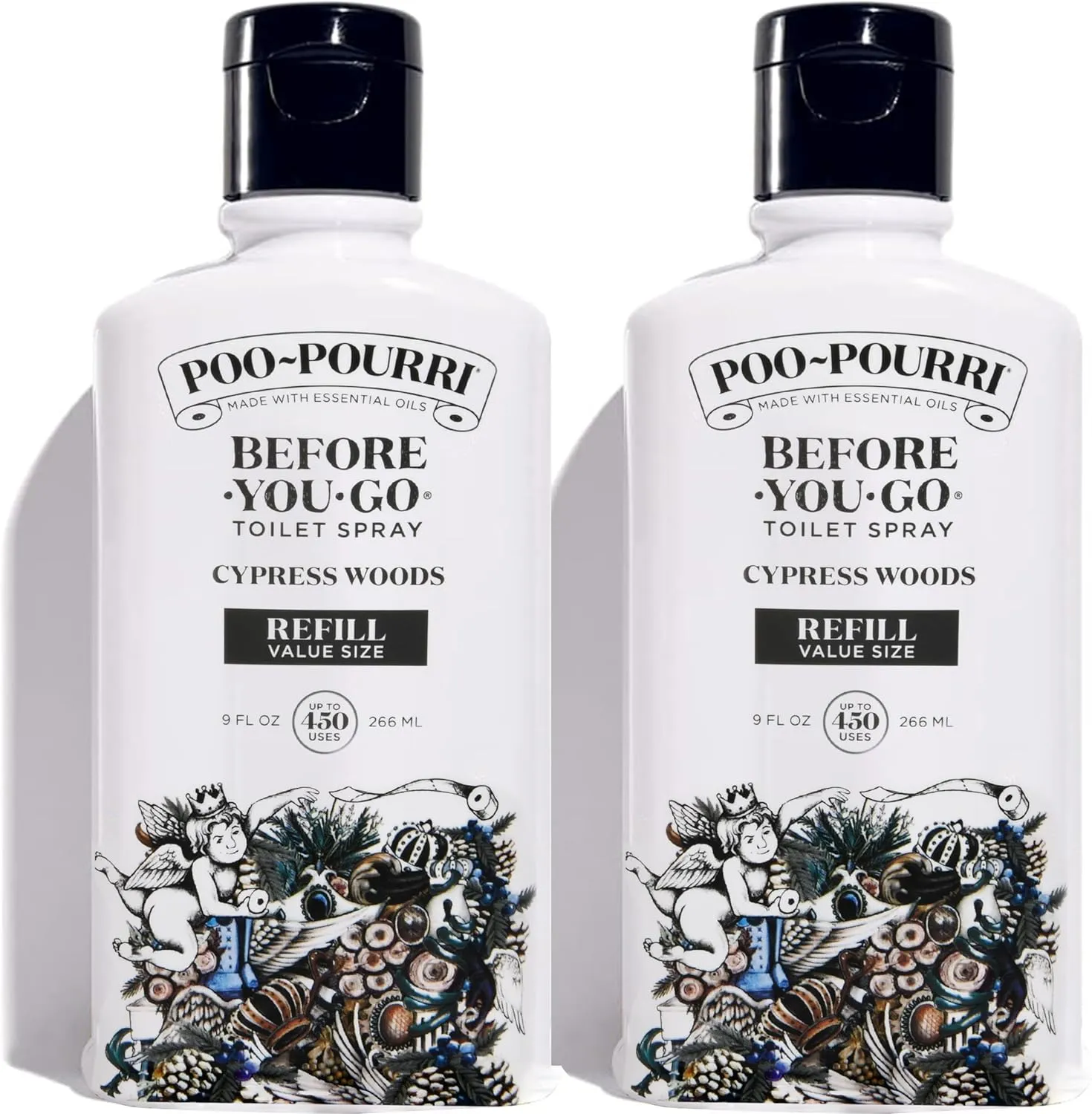 Poo-Pourri Before-You-Go Toilet Spray, Cypress Woods, Refill Bottle 9 Fl Oz 2 Pack- Cypress Pine and Fresh Air