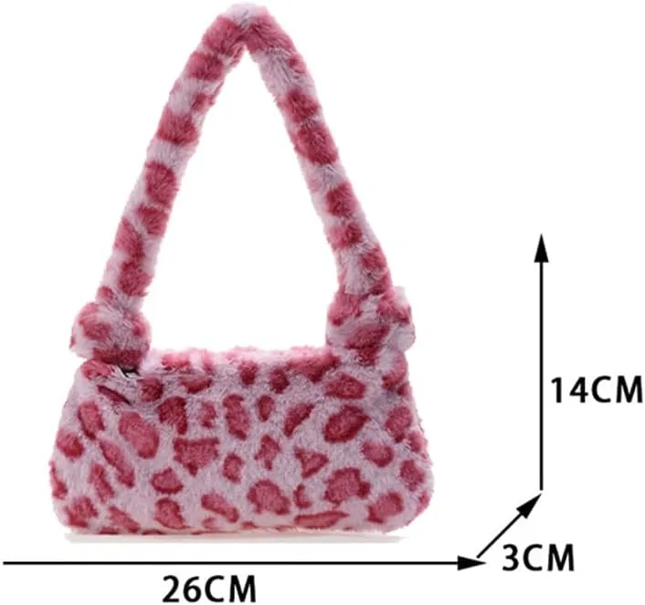 Pooyikoi Plush Underarm Bag, Ladies Fluffy Shoulder Bag, Women Y2K Furry Purse Fluffy Tote Bag for Autumn and Winter