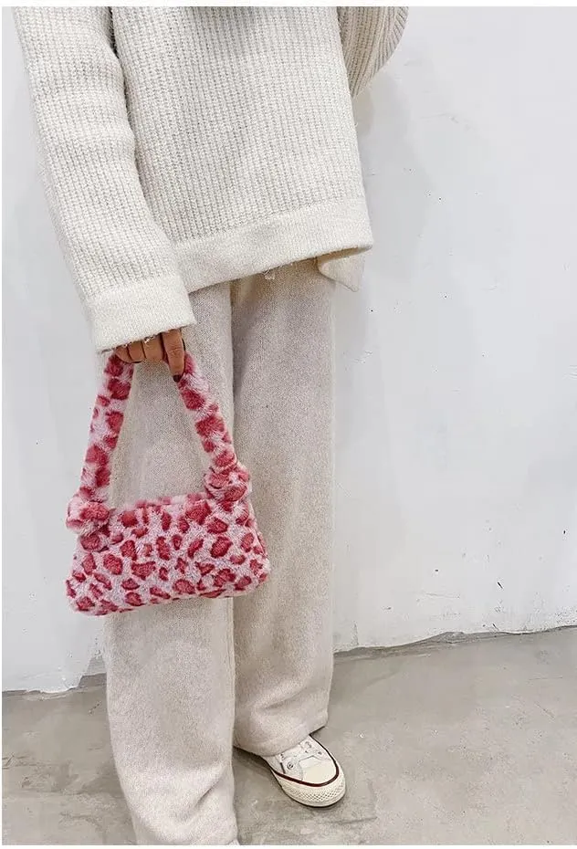Pooyikoi Plush Underarm Bag, Ladies Fluffy Shoulder Bag, Women Y2K Furry Purse Fluffy Tote Bag for Autumn and Winter
