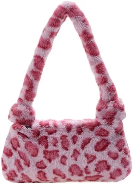Pooyikoi Plush Underarm Bag, Ladies Fluffy Shoulder Bag, Women Y2K Furry Purse Fluffy Tote Bag for Autumn and Winter