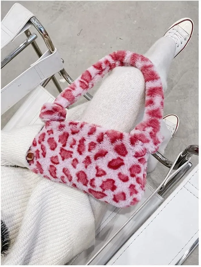 Pooyikoi Plush Underarm Bag, Ladies Fluffy Shoulder Bag, Women Y2K Furry Purse Fluffy Tote Bag for Autumn and Winter