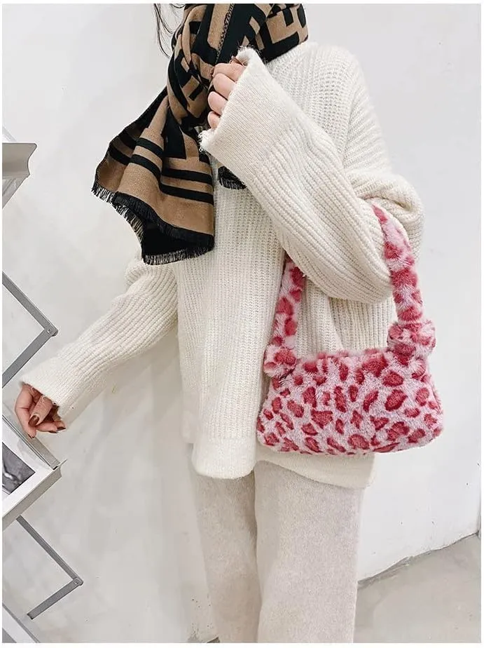 Pooyikoi Plush Underarm Bag, Ladies Fluffy Shoulder Bag, Women Y2K Furry Purse Fluffy Tote Bag for Autumn and Winter