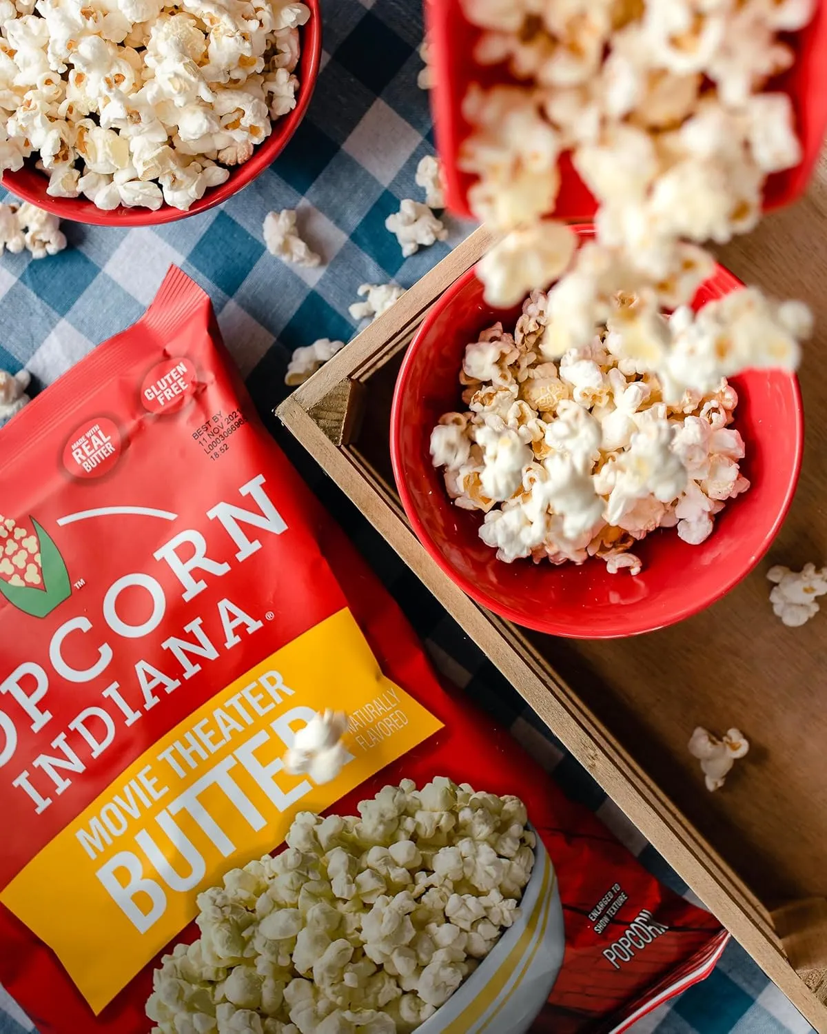 Popcorn Indiana Movie Theater Butter – Rich Butter Movie Theater Popcorn, Authentic & Gourmet Flavor, Gluten Free, 5.5 Oz (6 Pack)