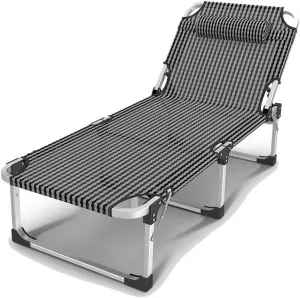 Portable Folding Camping Cot, Outdoor Bed for Adults, Office Nap & Beach Lounger, 189x63x35cm (Grey)