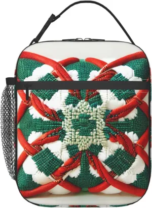 Portable Lunch Bag, Woolen fabric pattern Keep Warm/Cold Lunch Box Food Storage Tote with Pocket For Office/Outdoor/Travel