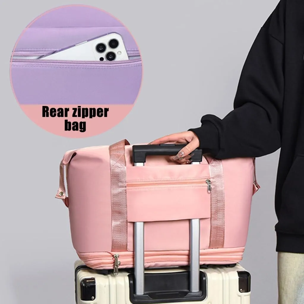 Portable Rolling Luggage Bag Foldable Dry Wet Separation Travel Duffle Handbag