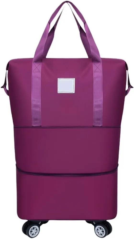Portable Rolling Luggage Bag Foldable Dry Wet Separation Travel Duffle Handbag