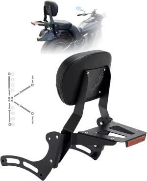 Powersports Sissy Bar with Backrest Luggage Rack for Kawasaki Vulcan VN 900 2000 Classic Custom 2009-21(Black,Non-Studded)