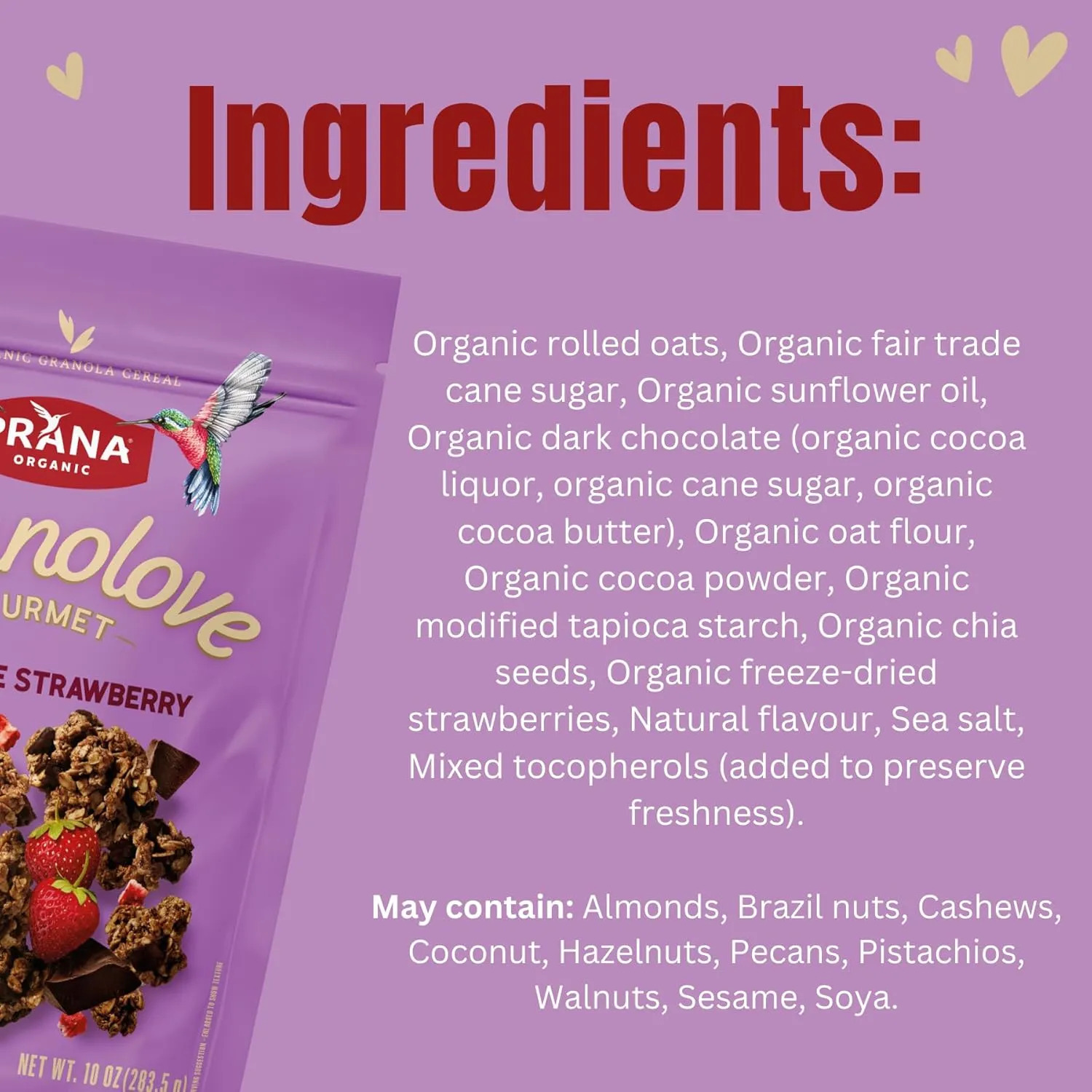 Prana Granolove Gourmet - 3 Variety Packs Organic Granola Cereal | Rich in Fiber, Vegan, Non-GMO, Kosher | Breakfast Snacks | 10 oz Bags - 3 Pack