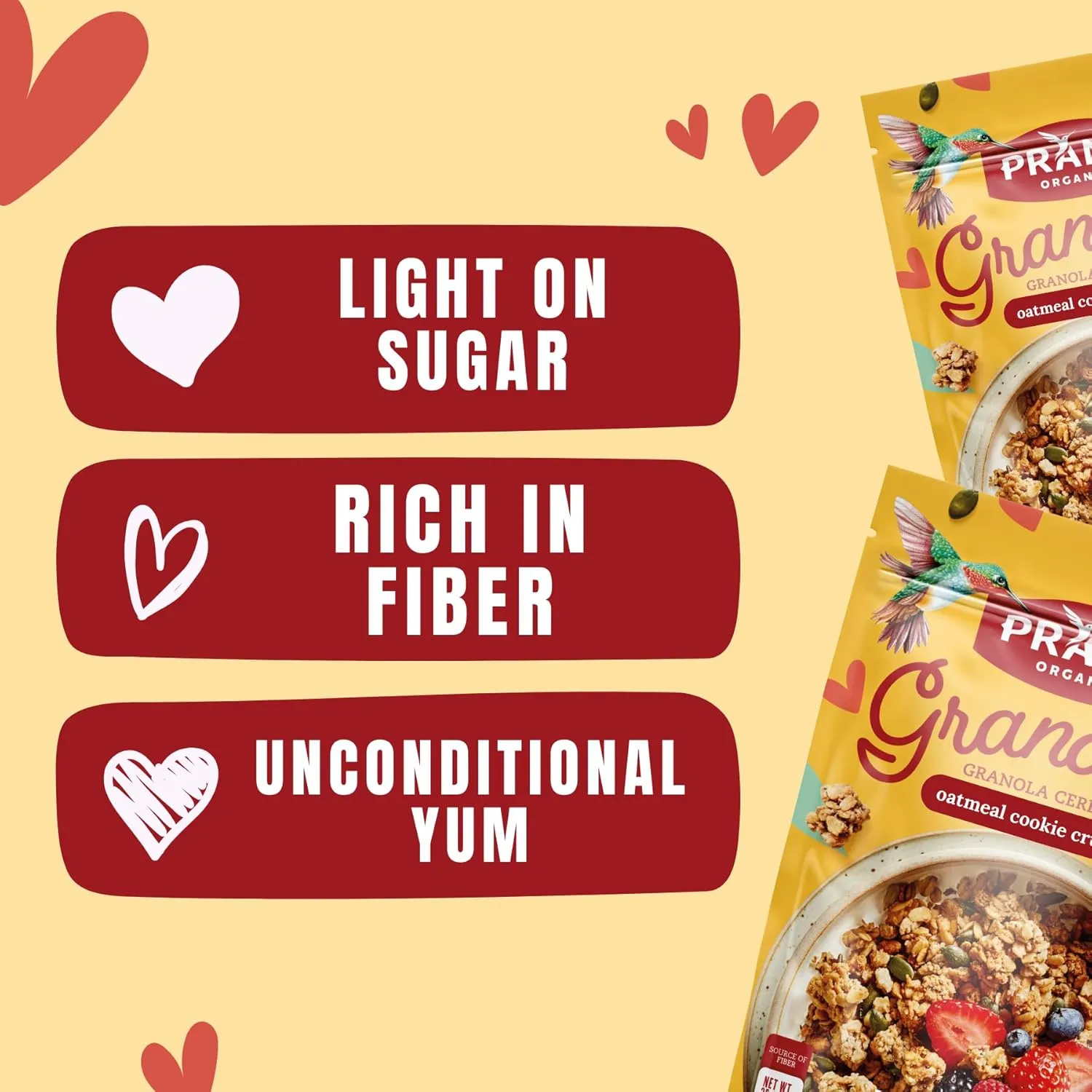 Prana Granolove - Oatmeal Cookie Crunch Organic Granola Cereal | Rich in Fiber & Protein, Vegan, Non-GMO, Kosher and Low-Sugar - 35.27oz Bags - 2 Pack