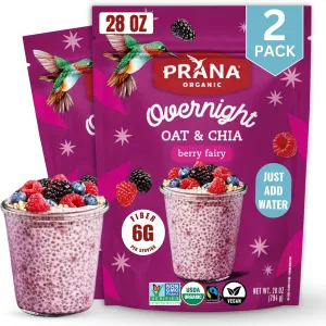 Prana Organic Overnight Chia with Oats Berry Fairy | Rich in Fiber & Protein, Vegan, Non-GMO | Ready to Eat Breakfast - 28 oz Bags - 2 Pack