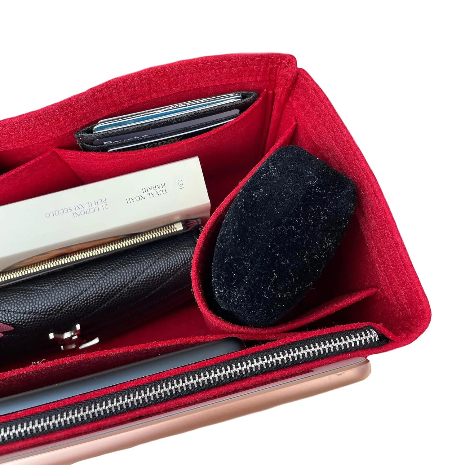 Premium Purse Organizer compatible with Hermes 24/24 Mini Insert, 24 24 Bag Organizer, 24/24 29 Insert, 2424 Mini Insert, Handmade 2mm Thick Premium Felt Snug (For 21 (Mini) - 24/24, Brown)