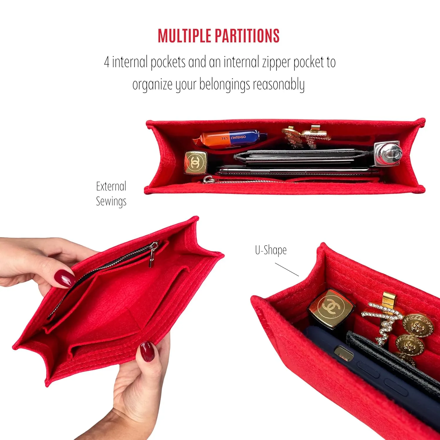 Premium Purse Organizer fits Envelope Purse Organizer, for Large Envelope Bag Insert, Medium Envelope Bag Insert, Handmade 2mm Felt Snug Sturdy Gold Zipper (For Small Envelope, Geyser Blue)