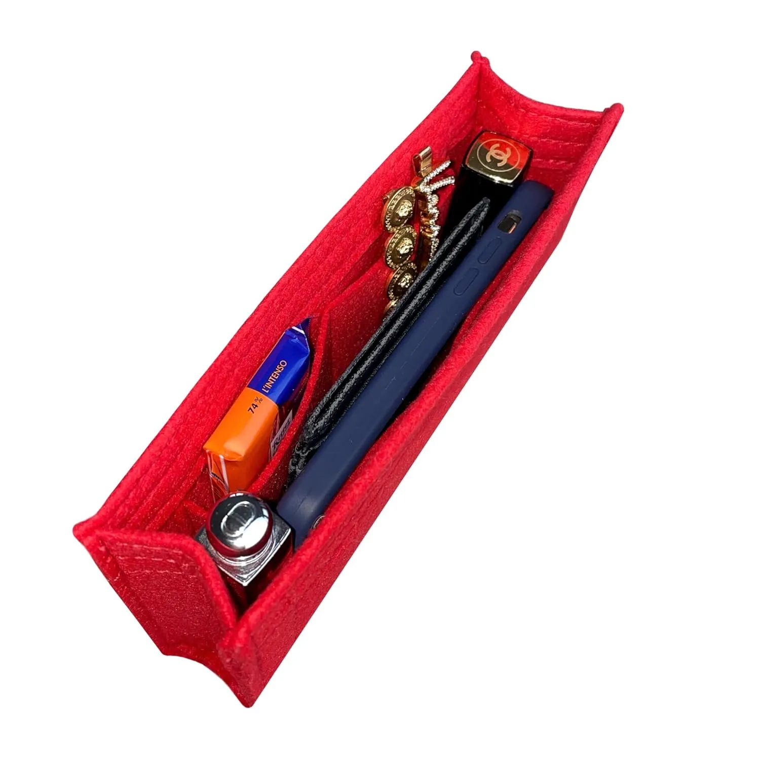 Premium Purse Organizer fits Envelope Purse Organizer, for Large Envelope Bag Insert, Medium Envelope Bag Insert, Handmade 2mm Felt Snug Sturdy Gold Zipper (For Small Envelope, Geyser Blue)