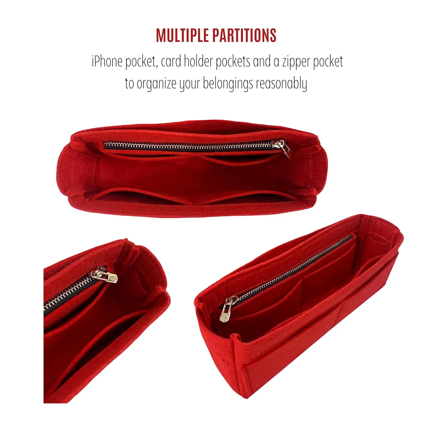 Premium Purse Organizer fits Lou Camera Bag Organizer Insert, Mini Lou Camera Bag Insert, Handmade 2mm Premium Felt Snug Sturdy Insert with Gold Zipper (For Camera Bag, Geyser Blue)