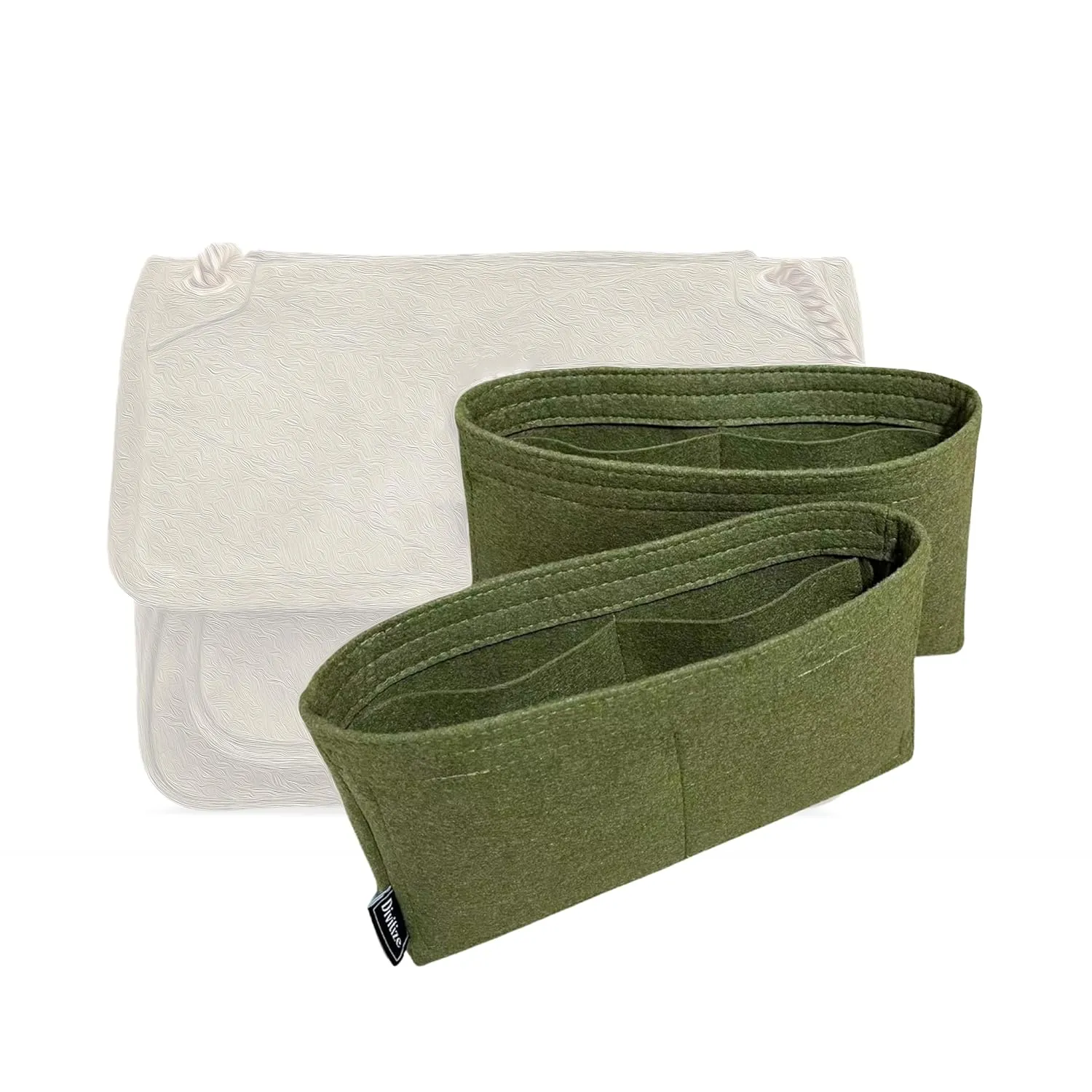 Premium Purse Organizer for Niki Medium Bag Insert, Large Niki Baby Bag Insert Organizer, Handmade 2mm Felt Snug Sturdy - FULL Set of 2 Inserts (For Niki Medium, Black)