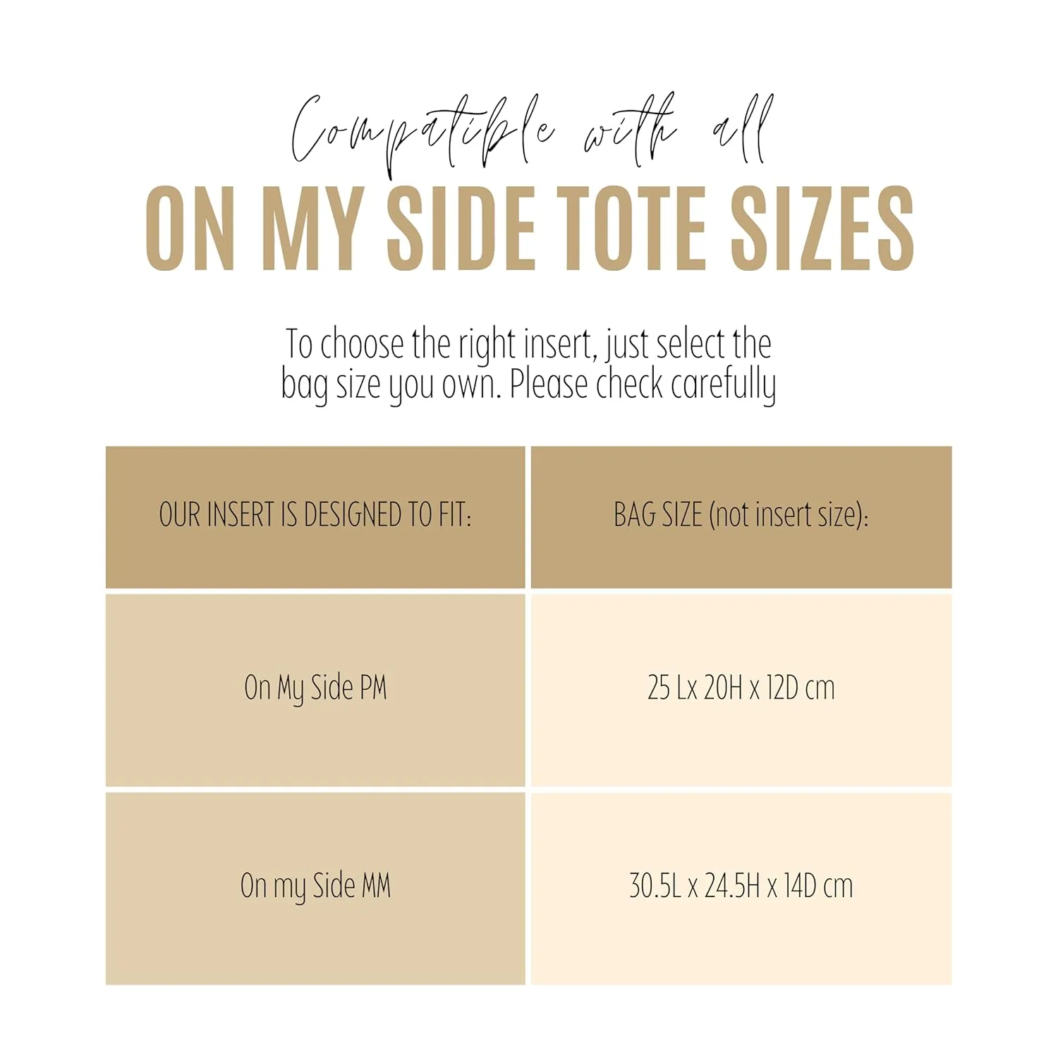 Premium Purse Organizer for On My Side MM Insert, fits Lv On My Side PM Bag Organizer, Handmade Snug Sturdy Insert 2mm Thick Felt with Gold Zipper (For On my Side MM, Lightcoffee)