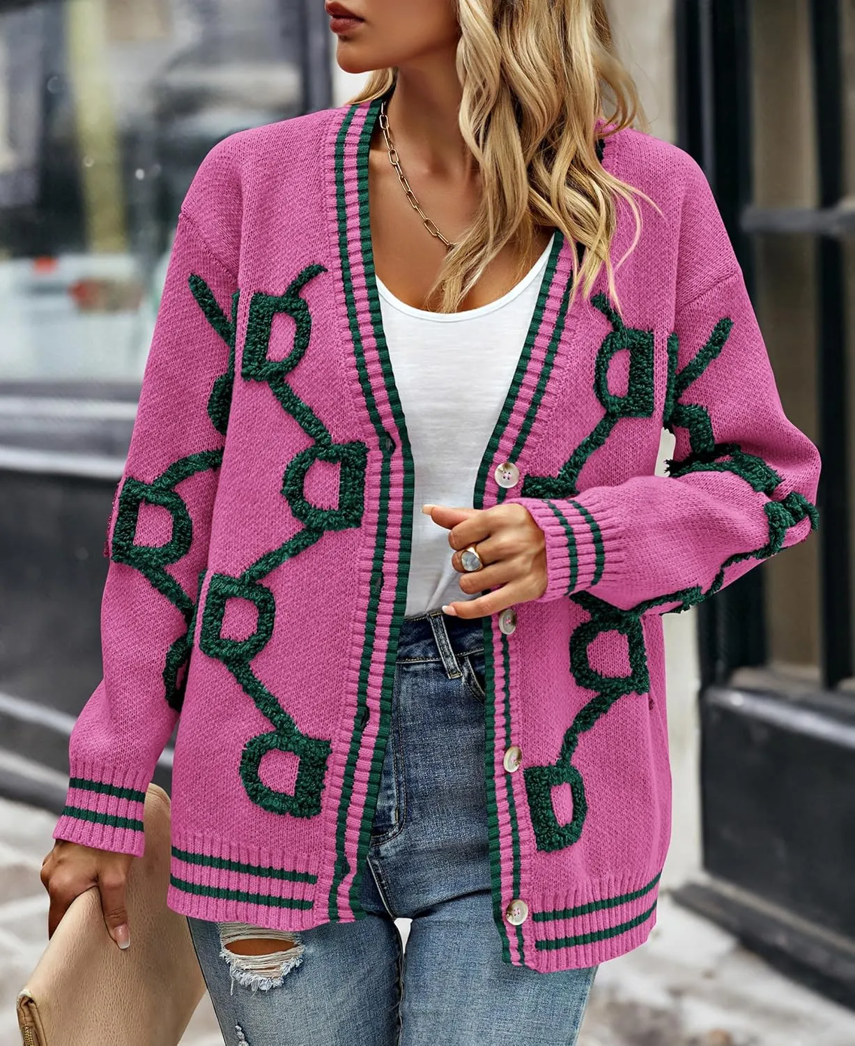 PRETTYGARDEN Women's Spring Fall Chunky Knit Cardigan Sweaters Casual Open Front Button Up Winter Coats Outerwear