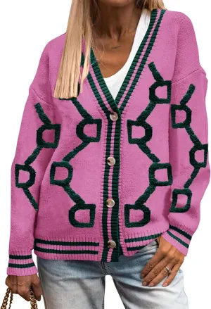 PRETTYGARDEN Women's Spring Fall Chunky Knit Cardigan Sweaters Casual Open Front Button Up Winter Coats Outerwear