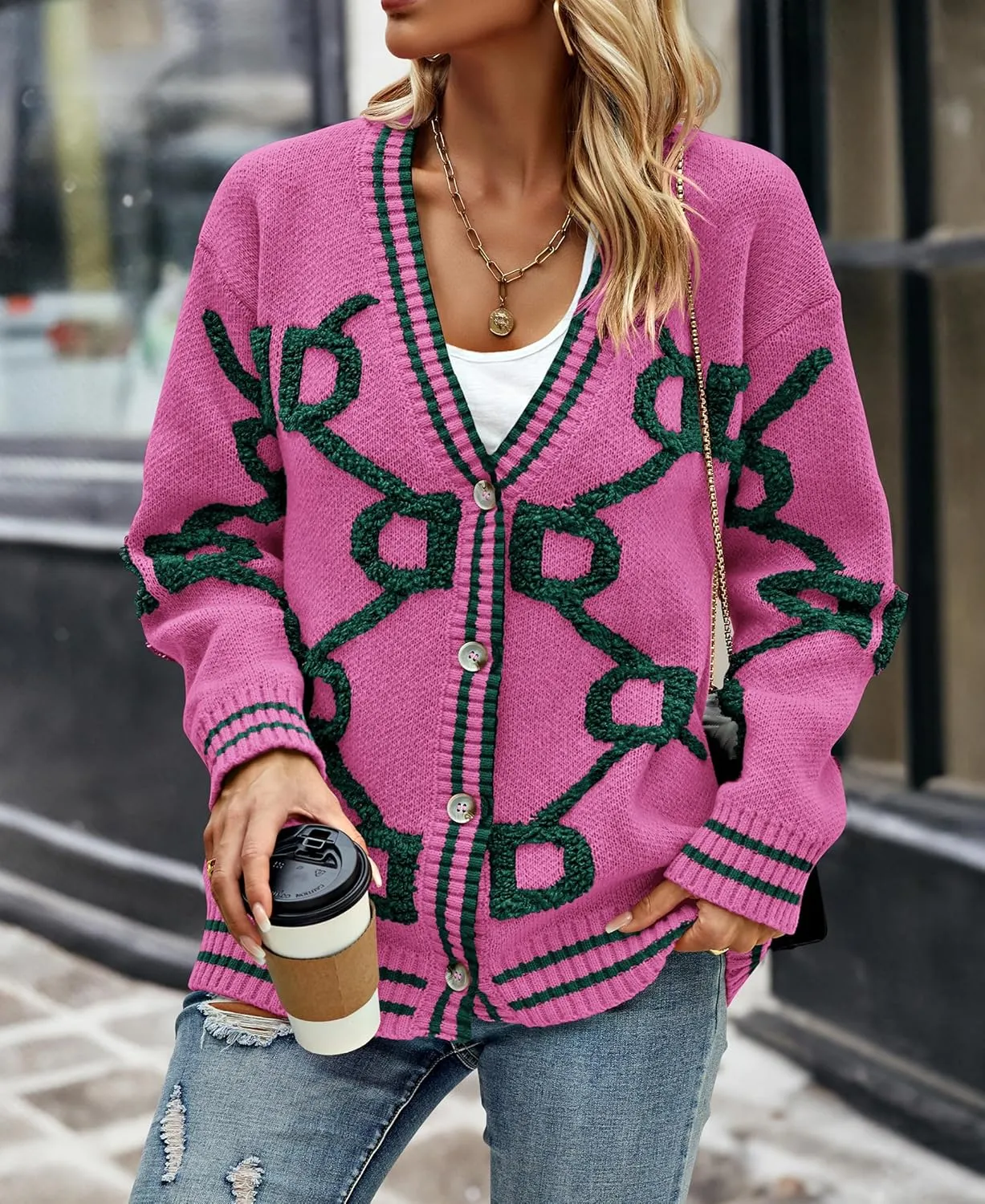 PRETTYGARDEN Women's Spring Fall Chunky Knit Cardigan Sweaters Casual Open Front Button Up Winter Coats Outerwear