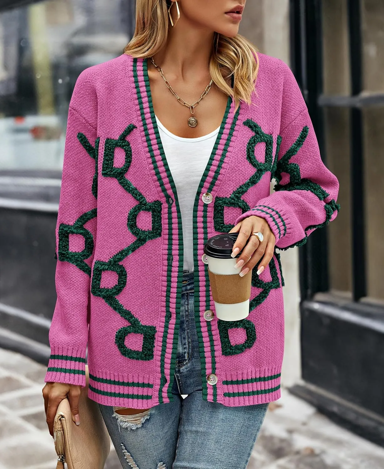 PRETTYGARDEN Women's Spring Fall Chunky Knit Cardigan Sweaters Casual Open Front Button Up Winter Coats Outerwear