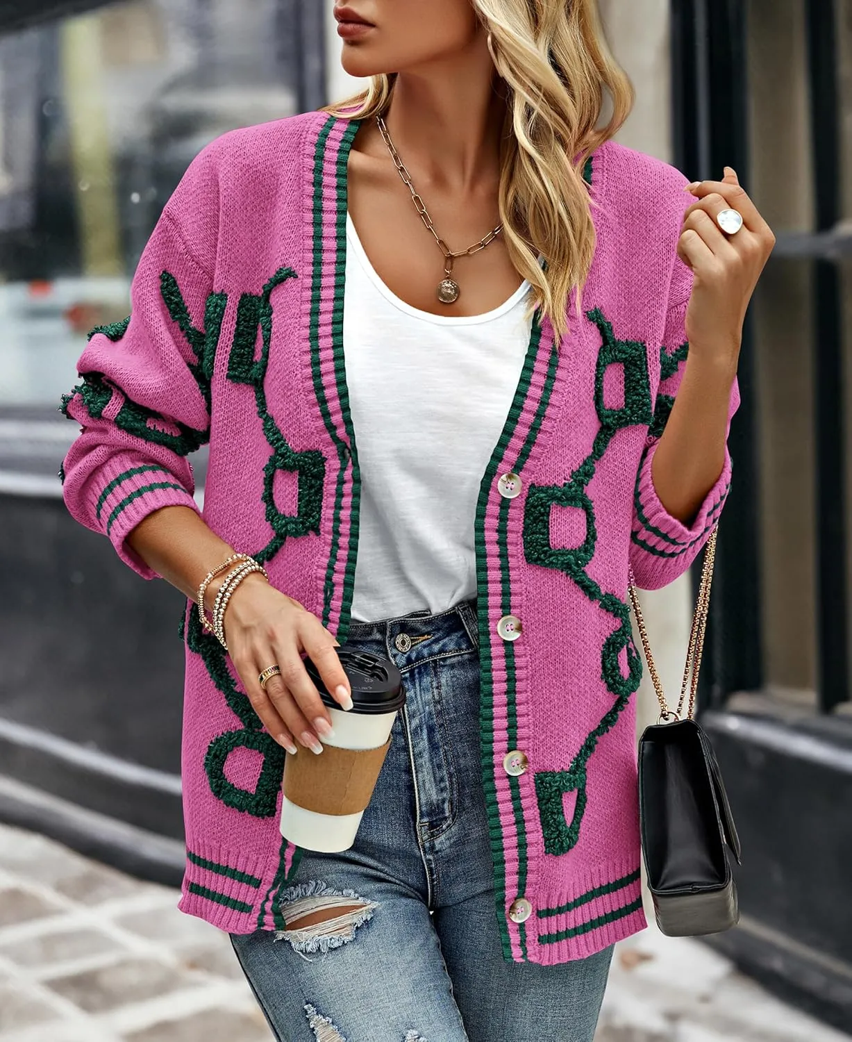 PRETTYGARDEN Women's Spring Fall Chunky Knit Cardigan Sweaters Casual Open Front Button Up Winter Coats Outerwear