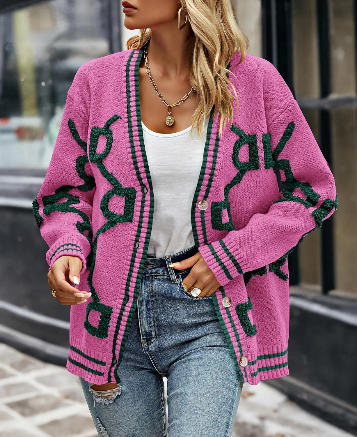 PRETTYGARDEN Women's Spring Fall Chunky Knit Cardigan Sweaters Casual Open Front Button Up Winter Coats Outerwear