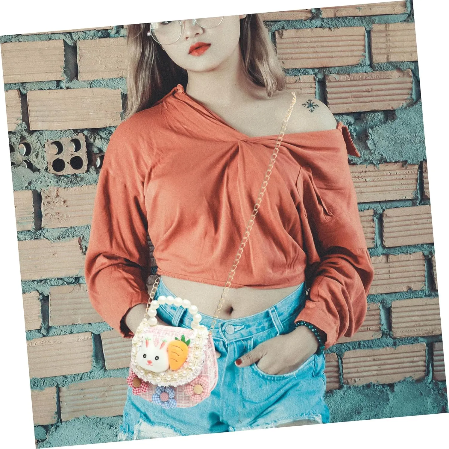 PRETYZOOM Girls Crossbody Purse Mini Flip Bag for Girls Flower Purse Lightweight Shoulder Bag Fashion Fanny Pack