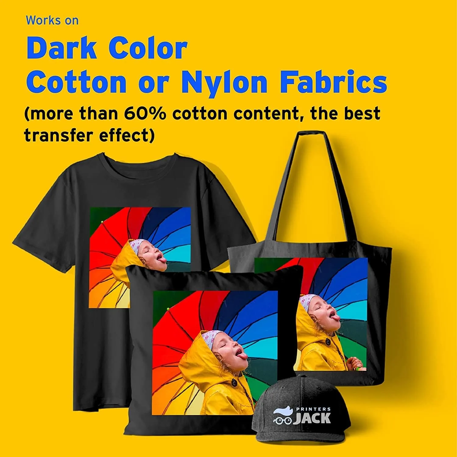 Printers Jack Iron-On Heat Transfer Paper Dark & Light Bundle, 20 for Dark Fabric   20 for Light Fabric, 8.5"x 11" T-Shirt Transfer Paper for Inkjet Printer Wash Durable, Long Lasting Transfer